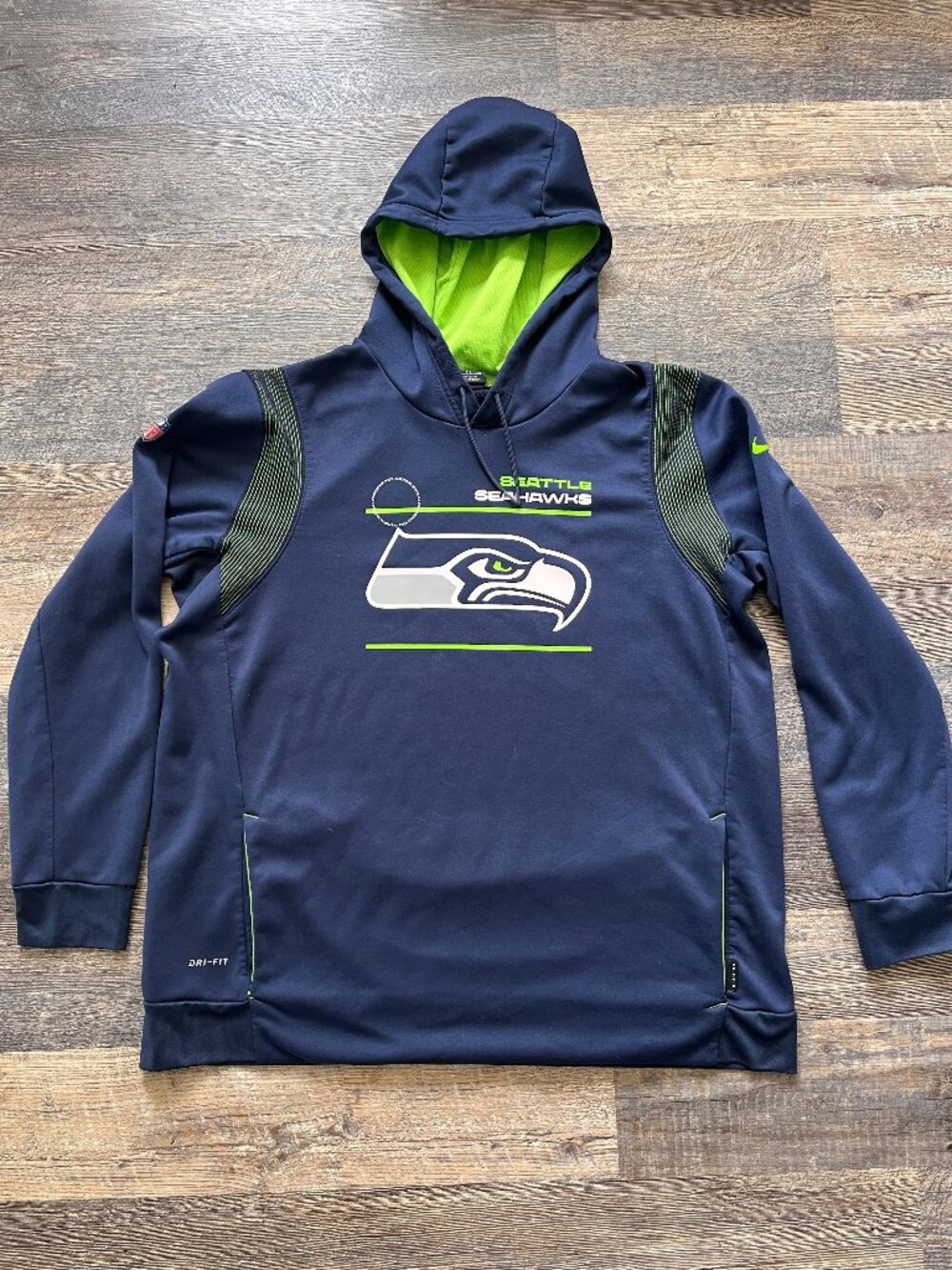 Nike Dri-Fit Onfield Apparel Seattle Seahawks Logo Navy Hoodie Jacket XXL